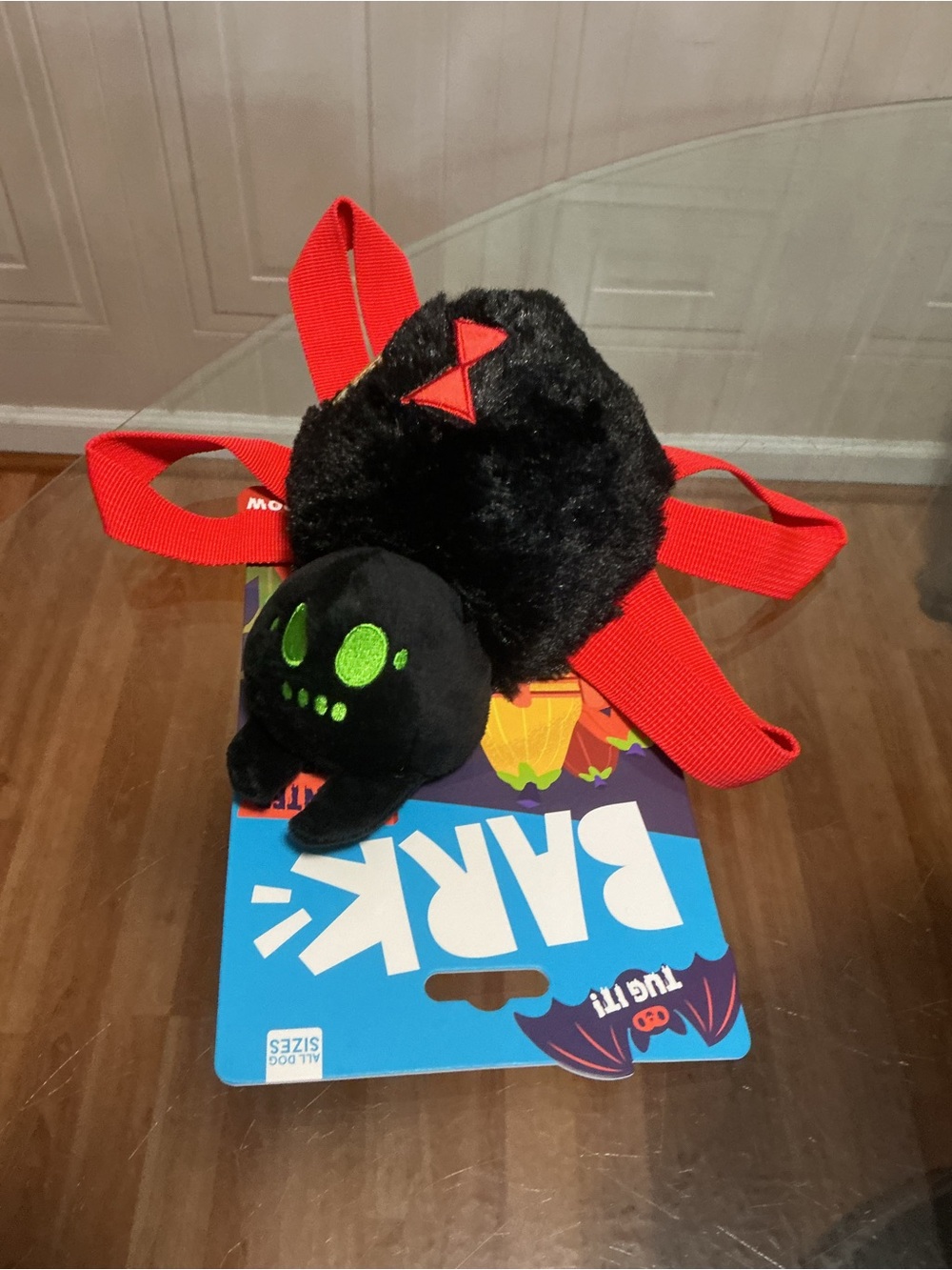 Bark Dog Tug It Interactive Toy Halloween Crinkle & Squeaker 10.5” Spider